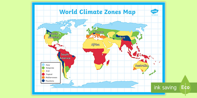 Map Showing Climate Zones Climate Around The World Zones Map (Teacher-Made)