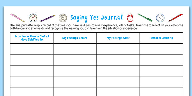 Staff Wellbeing Saying Yes Journal
