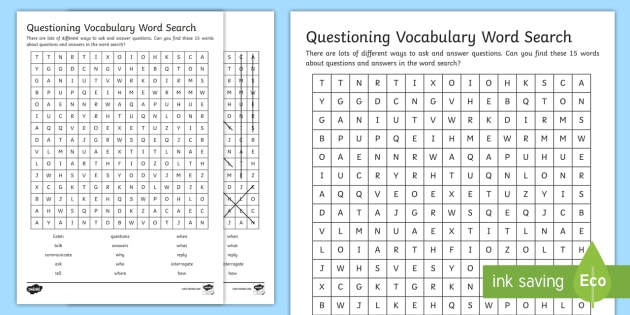 Questioning Vocabulary Word Search  Key Stage 4 Entry Level