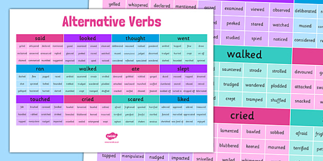 Alternative Verbs Vocabulary Grid - verbs, verb, composition, composing