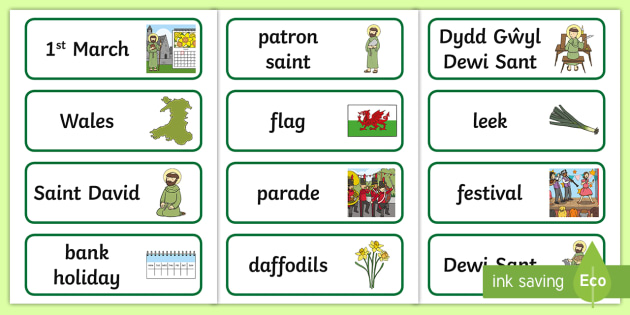 St Davids Day Cards - Flashcards - Wales (teacher made)