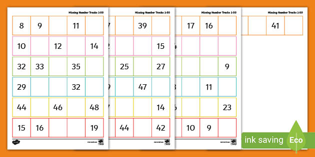 Missing Numbers Activity Numbers To 50 Activity