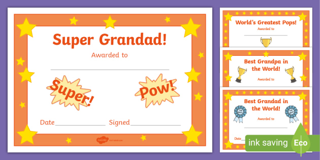 father s day grandad certificates teacher made