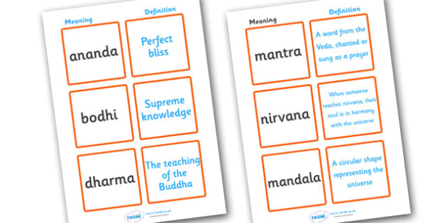 FREE!   Buddhism Definition Matching Cards (teacher Made)