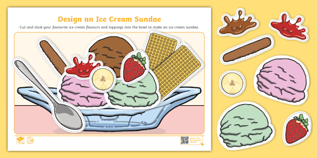 Ice Cream Cut and Stick Ice Cream Cutting Activity EYFS