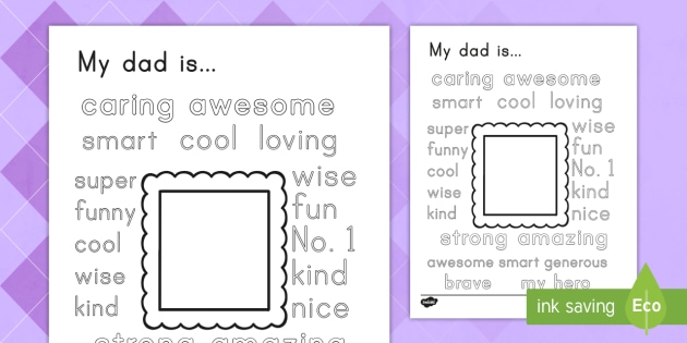 Father S Day Describing Words Drawing And Coloring Activity