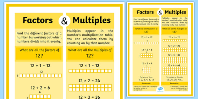 Factors And Multiples Chart
