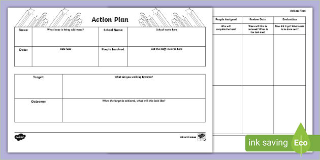 Early Years Action Plan Template Primary Resources