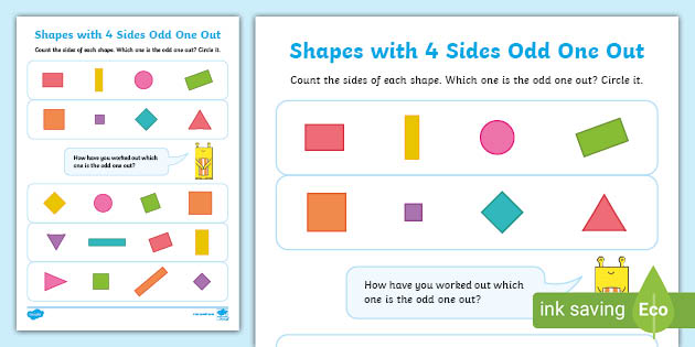 Shapes With 4 Sides Odd One Out Activity
