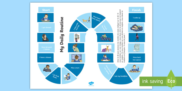 Jeu De Plateau Ma Routine Quotidienne Anglais Lv