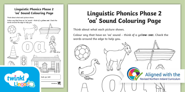 Linguistic Phonics Phase 2 'oa' Sound Colouring Page