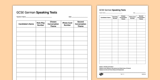 english gcse test speaking Sequence Template  GCSE GCSE, Speaking Test  German Speaking