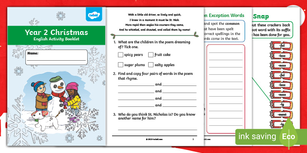 year 2 christmas homework