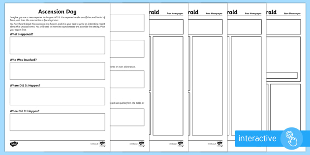 KS2 Ascension Day Newspaper Report Writing Differentiated ...