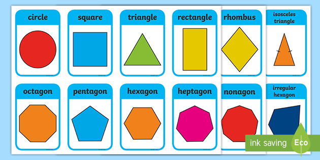 2D Flashcards - Pictures of Shapes for Toddlers & Children