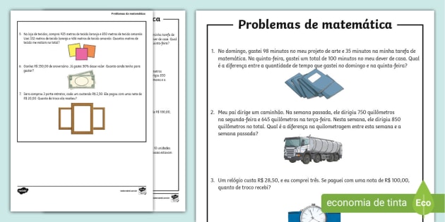 Atividade de matemática - as Quatro Operações Básicas - 4º ano – 5° ano -  Com gabarito