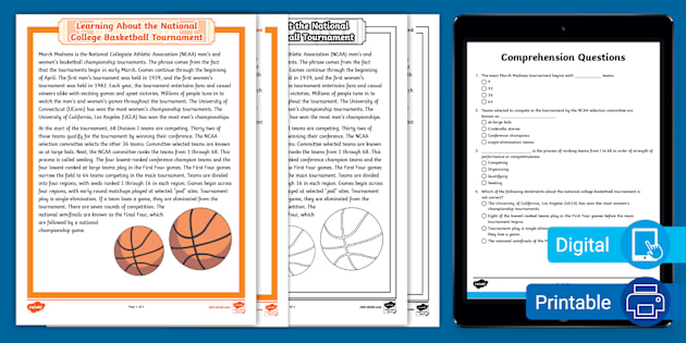 Sixth Grade College Basketball Tournie Reading