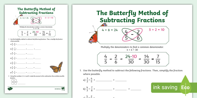 FRACTION  ADDITION and SUBTRACTION of FRACTIONS. Conventional method and  the BUTTERFLY. \Prof. gis/ 