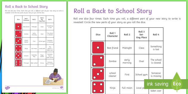 * NEW * Back to School Roll a Story Activity Sheet