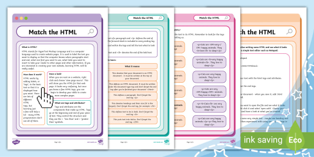 Match the HTML (Ages 7 - 11) (Teacher-Made)