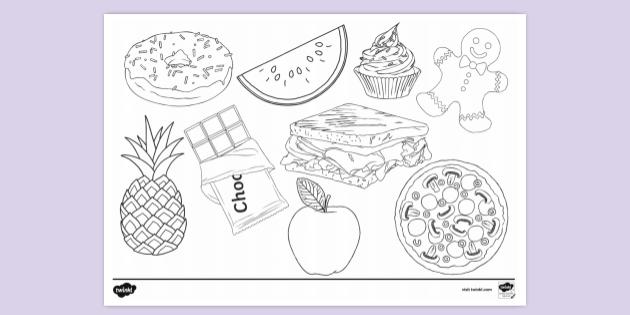 printable food colouring page primary school twinkl