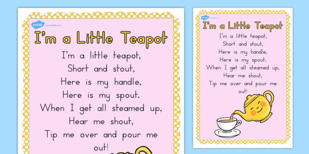 FREE! - I'm a Little Teapot Nursery Rhyme Poster