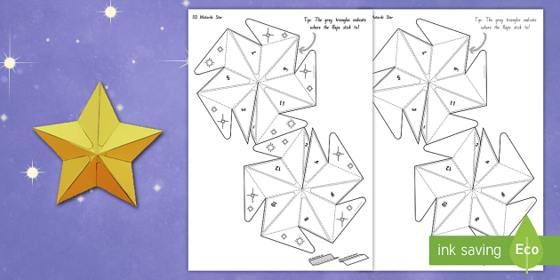 Matariki 3D Star Paper Craft Template teacher Made 