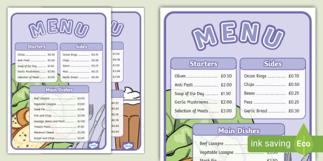 Cafe Role Play Menu (Teacher-Made) Twinkl, 53% OFF