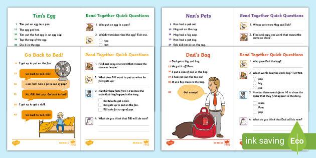 Phase 2 Phonetically-Decodable 60-Second Reads Pack 2