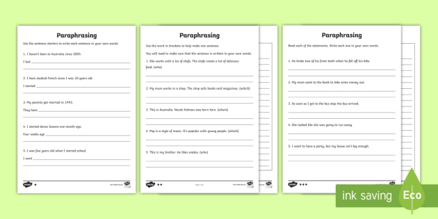 paraphrasing worksheets 5th grade pdf