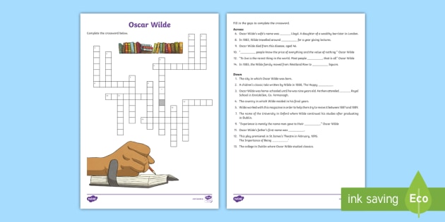 Oscar Wilde Crossword Oscar Wilde Crossword