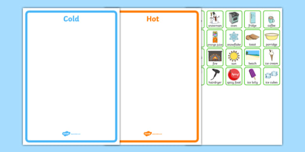 KS1 Temperature Sorting Activity with Hot and Cold Pictures
