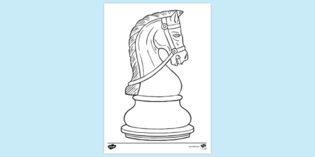 Knight Chess Piece Colouring | Colouring Sheets
