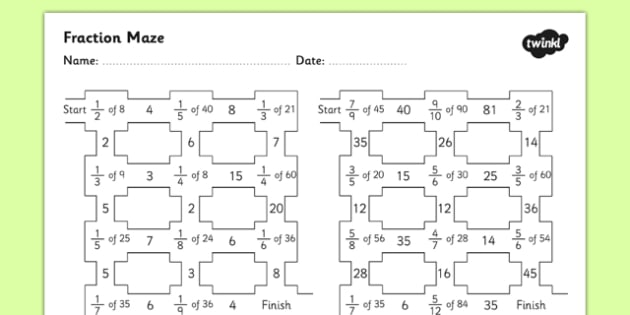 History homework sheets on fractions