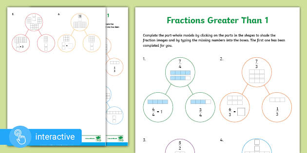 👉 Interactive Pdf White Rose Maths Y4 Fractions Greater Than 1