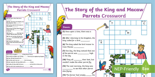The Story of the King and Macaw Parrots Crossword