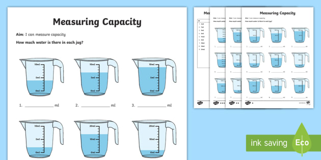 Year 2 Measure Volume Differentiated Worksheet / Activity Sheets