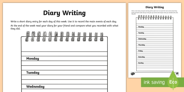 Diary Writing Worksheet / Worksheet