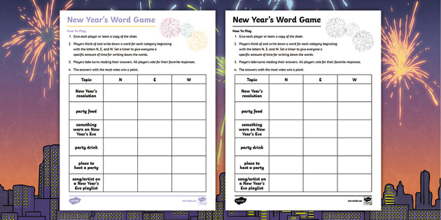 Printable New Years Word Game | Twinkl New Year Celebration