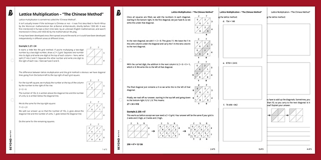 lattice multiplication the chinese method ks3 maths
