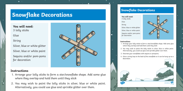 Ten Little Lights Snowflake Decorations Craft Instructions