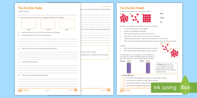 ks3 quick assessment the particle model worksheets