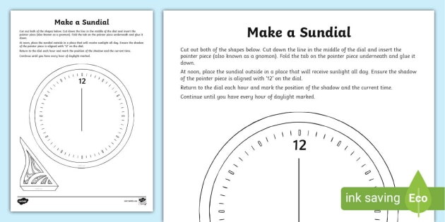 How To Make A Sundial Clock Clock Craft Activity KS1