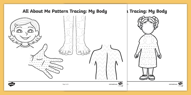 All About Me Pattern Tracing Activity: My Body - Twinkl