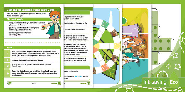 Jack And The Beanstalk Puzzle Board Game (teacher Made)