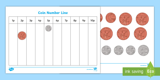 coin number line cut out activity teacher made