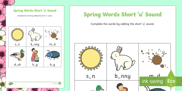 short u sound words worksheet twinkl kindergarten phonics
