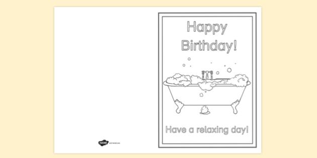 Bubble Bath Card Colouring Activity | Printable Resources
