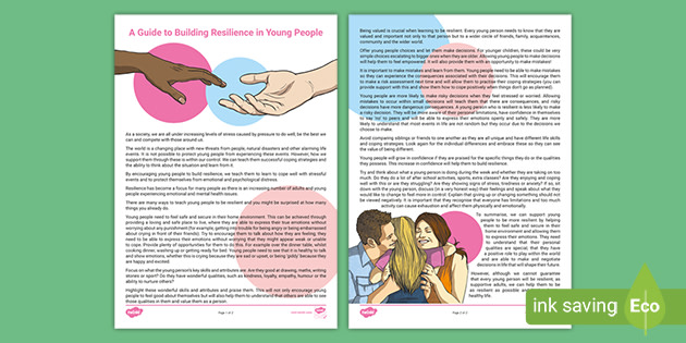 A Guide to Building Resilience in Young People Adult Guidance