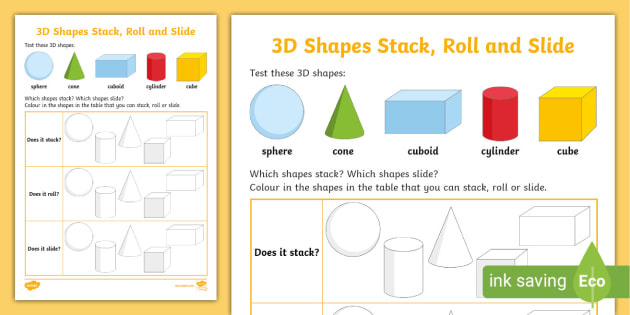 stack roll slide 3d shape activity teacher made